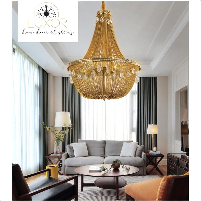 chandeliers Gold Link Crystal Chain Chandelier - Luxor Home Decor & Lighting