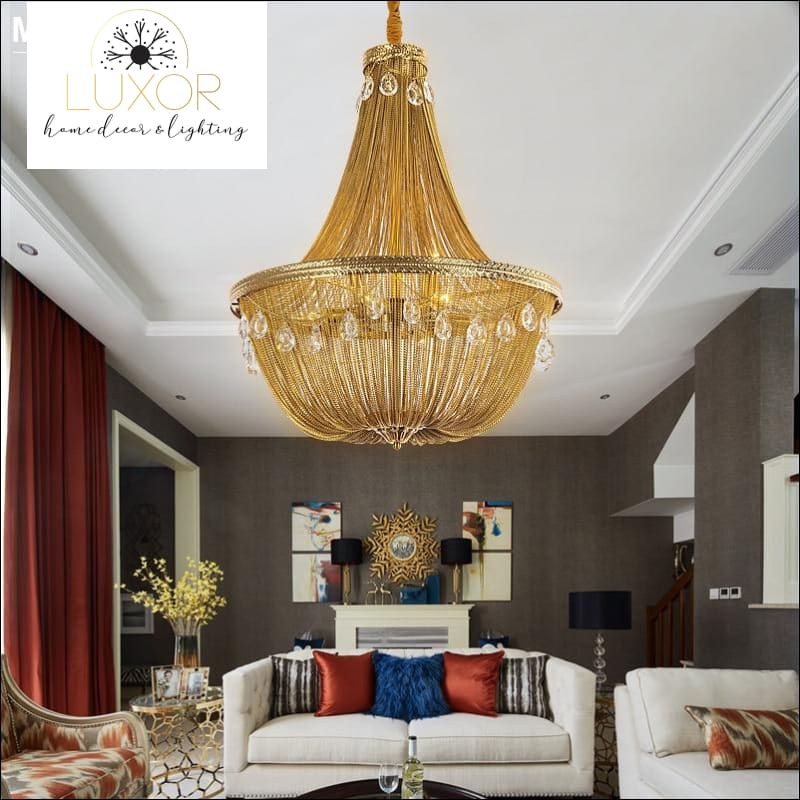 chandeliers Gold Link Crystal Chain Chandelier - Luxor Home Decor & Lighting