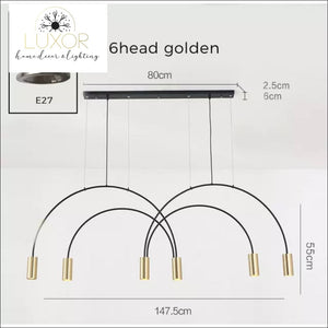 Modern Hook Pendant Light - 5 Head Pendant -W126cmxH55cm - pendant lighting