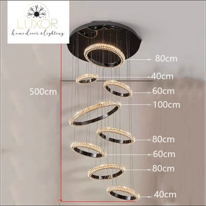 Moderna Crystal Ring Chandelier - 8 rings / Warm White - lighting